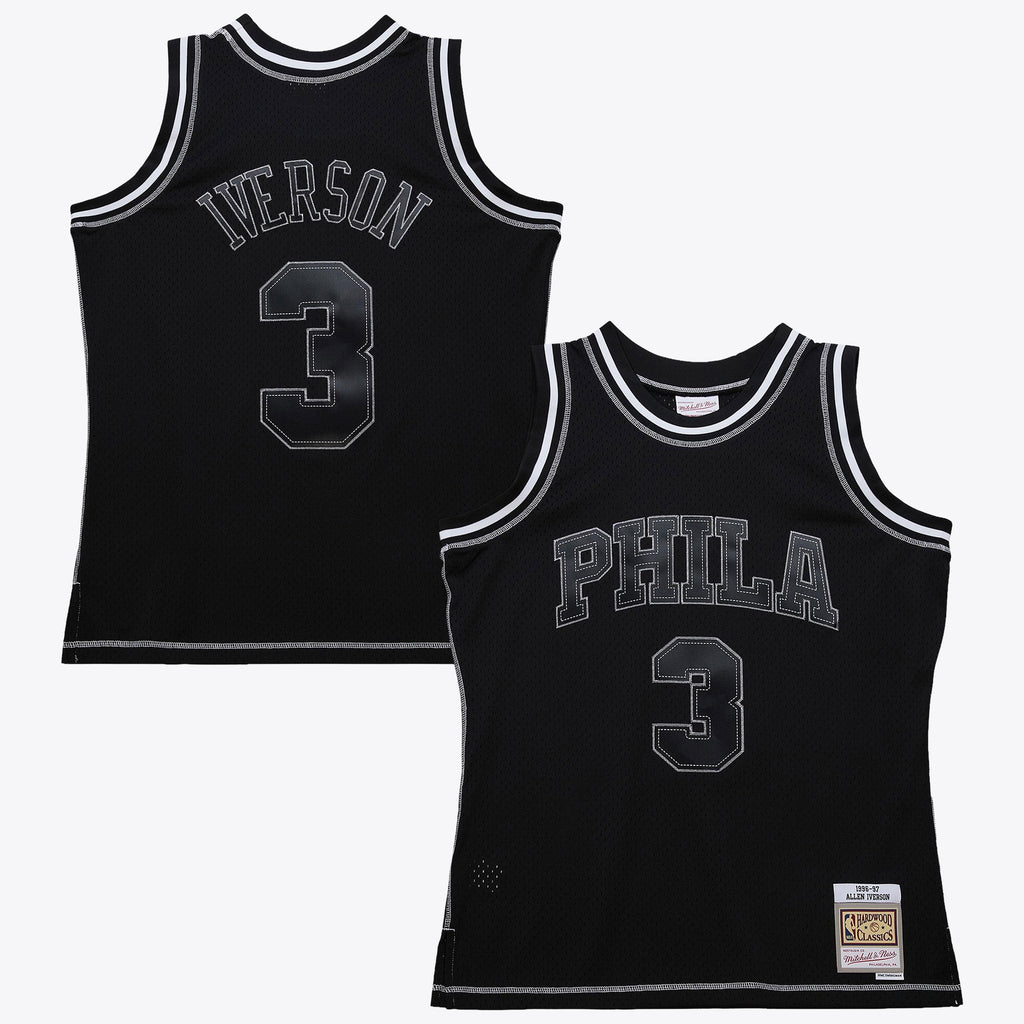 Men's Philadelphia 76ers Allen Iverson 1996 Contrast 2K Swingman NBA Basketball Jersey - Black - view 1