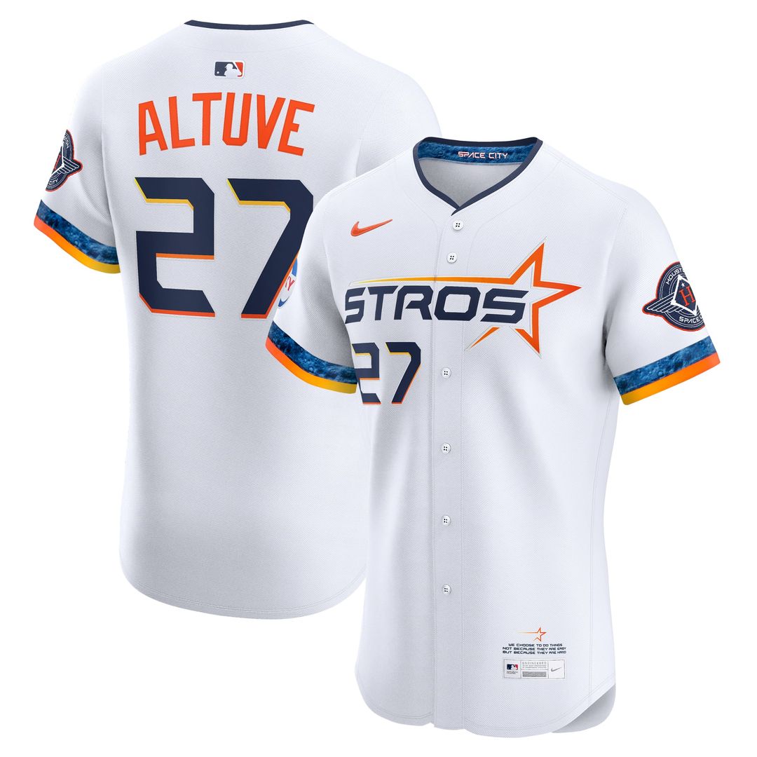 Men's Houston Astros Jose Altuve White 2025 City Connect Elite MLB Baseball Jersey - view 1
