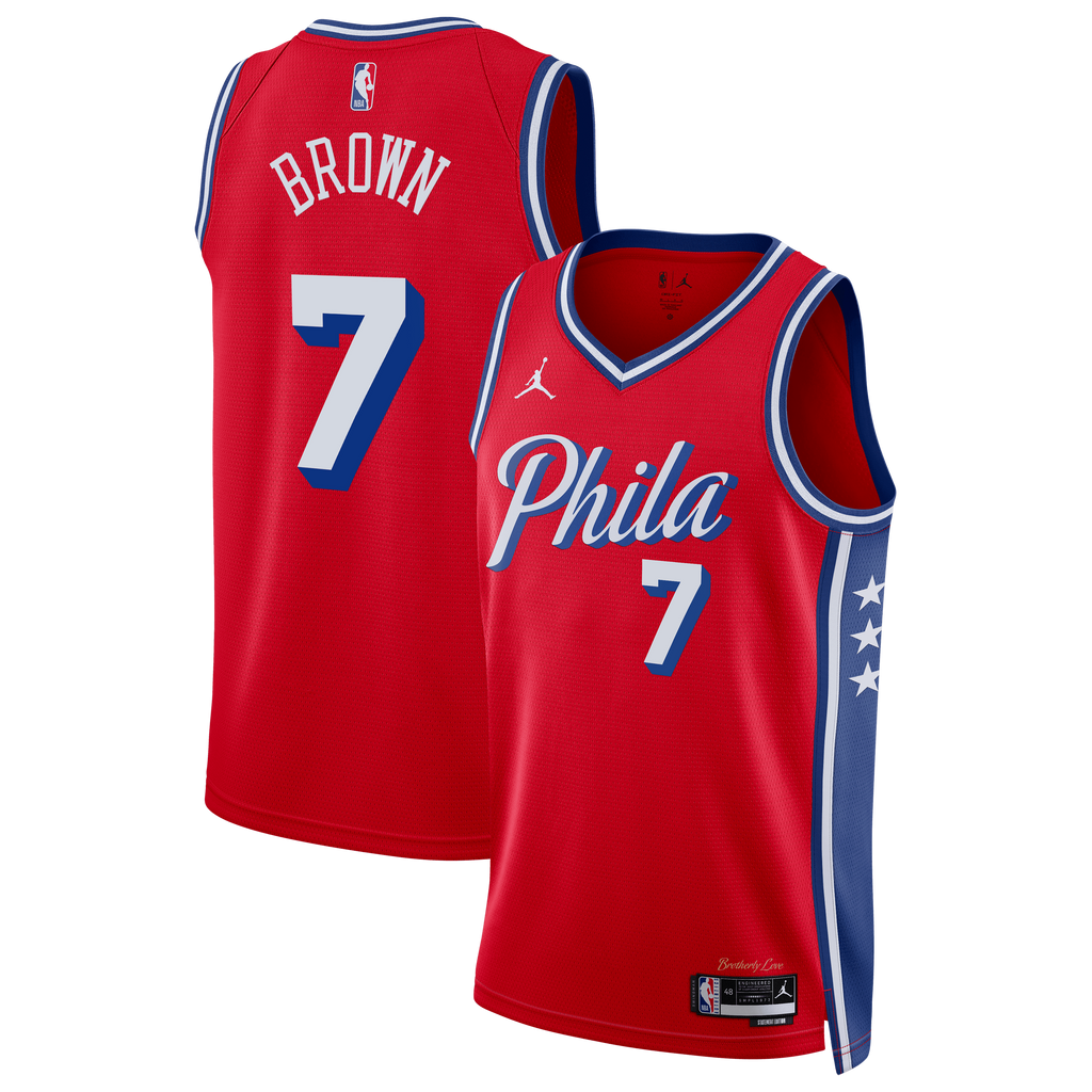 Unisex Jaylen Brown hiladelphia 76ers Statement Edition Swingman NBA Basketball Jersey - Red - view 1