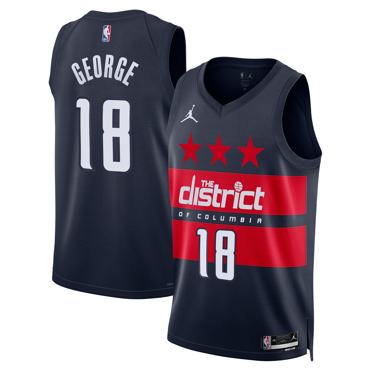Men's Kyshawn George Washington Wizards Statement Edition Swingman NBA Basketball Jersey - Navy - view 2