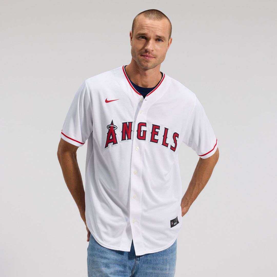 Men's Los Angeles Angels White Home Replica MLB Baseball Jersey - view 12