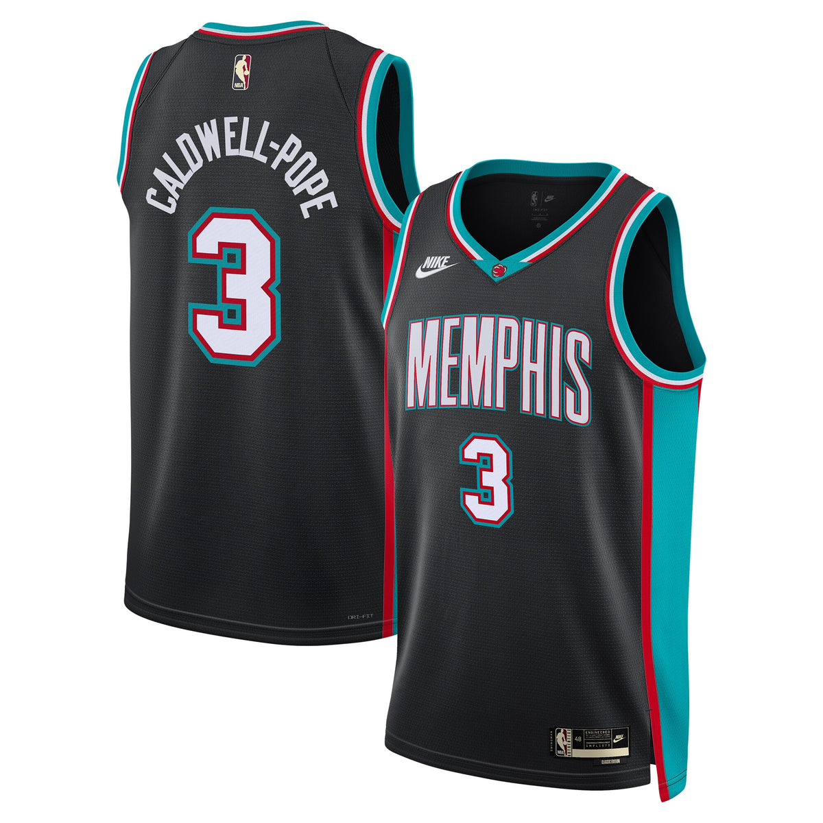 Unisex Kentavious Caldwell-Pope Memphis Grizzlies Classic Edition NBA Basketball Jersey - Black - view 2