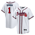 Men's Atlanta Braves White #1 Groom Home Replica MLB Baseball Jersey - view 1