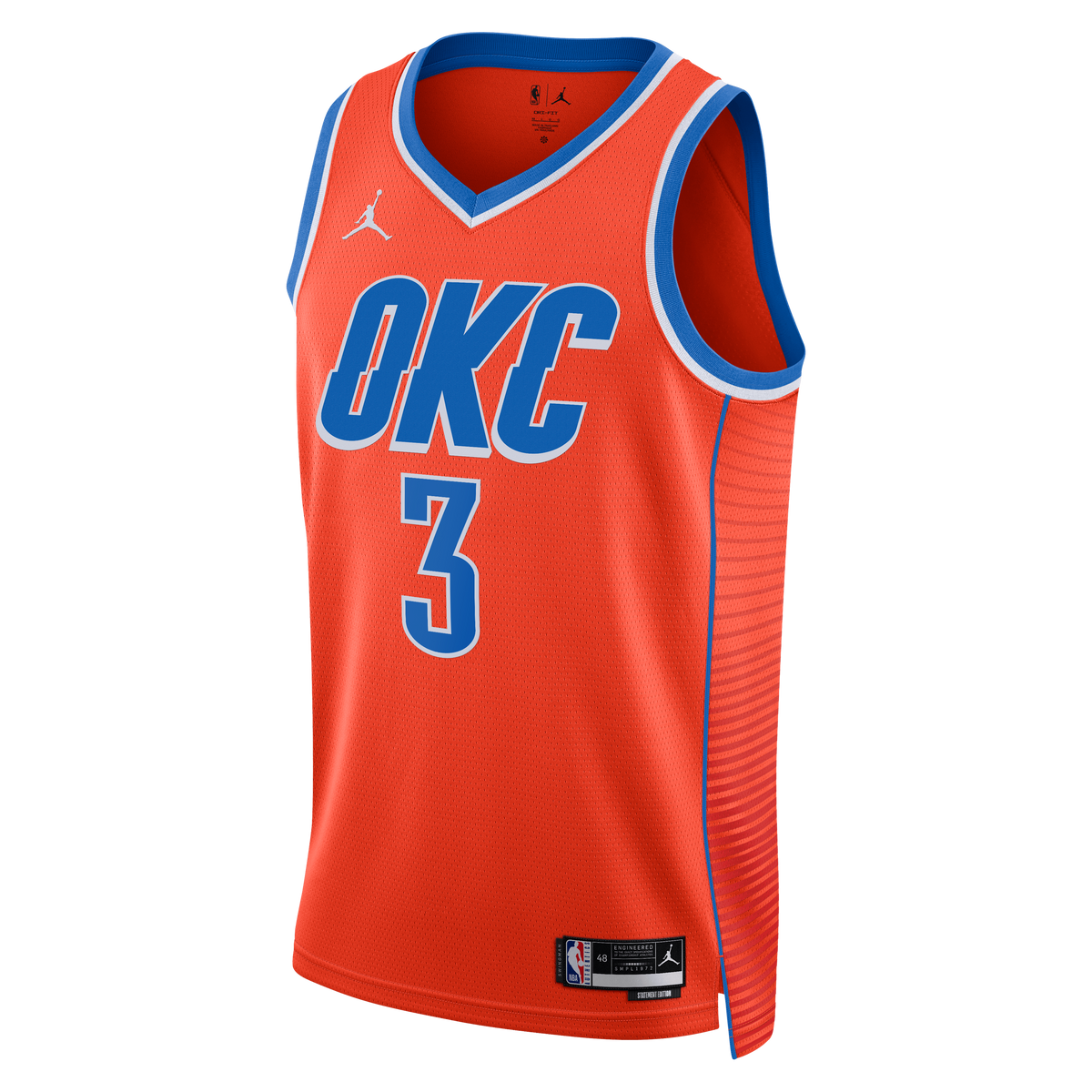 Unisex Oklahoma City Thunder Statement Edition Swingman NBA Basketball Jersey - Orange - Jared McCain - view 3