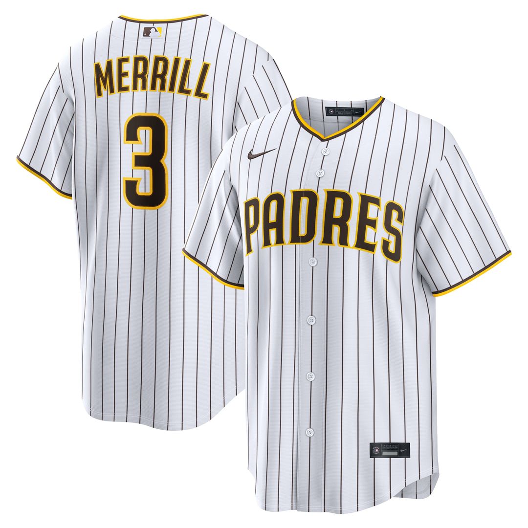 Men's San Diego Padres Jackson Merrill White Home Replica MLB Baseball Jersey - view 1