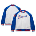 Men's Atlanta Braves Hank Aaron White/Royal Cooperstown Collection Legends Lightweight Satin Raglan Full-Snap Jacket - view 1