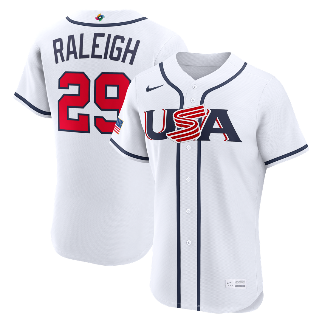 Men's USA Baseball Cal Raleigh White 2026 World Baseball Classic Home MLB Baseball Jersey - view 1