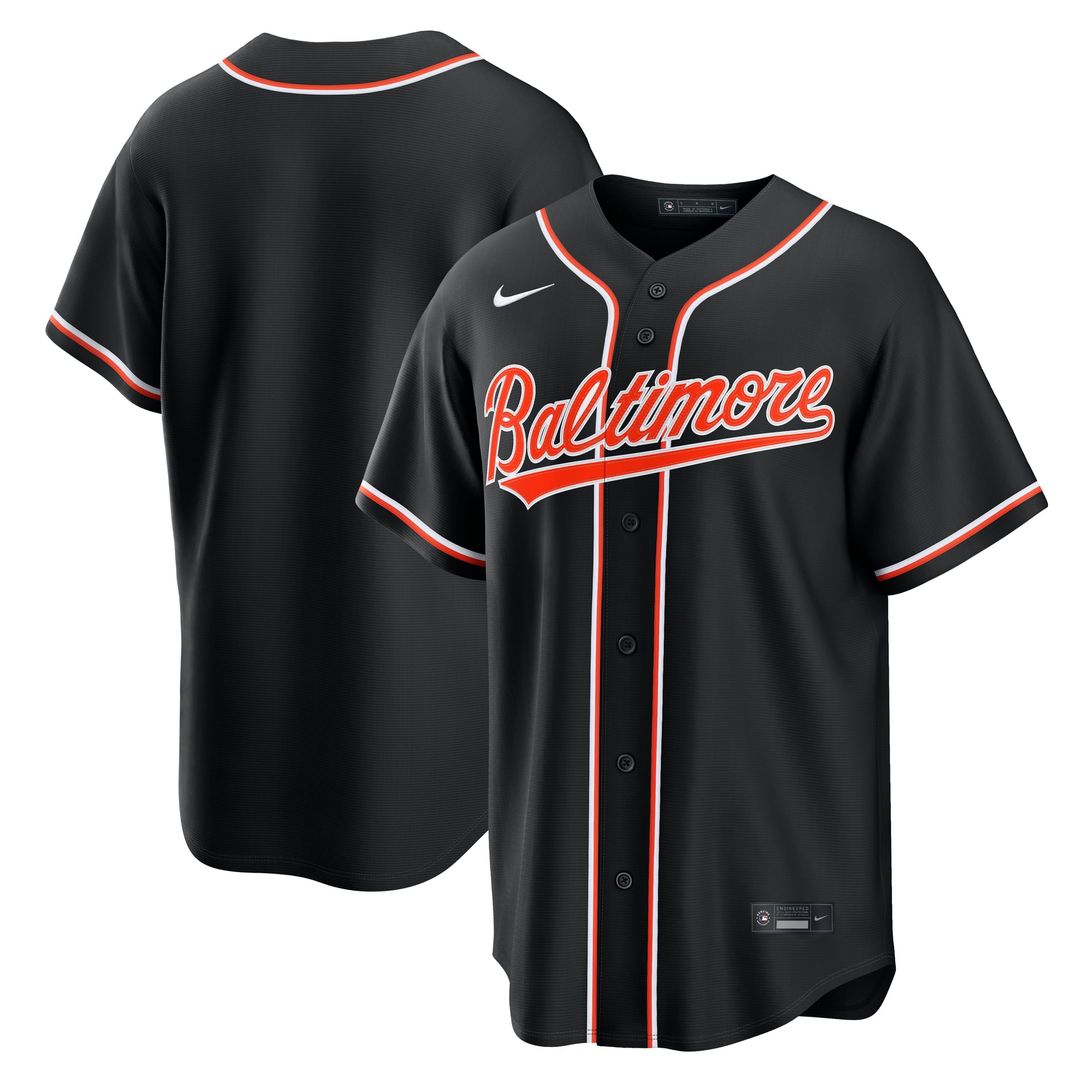 Men's Baltimore Orioles Fashion Replica Black Out MLB Baseball Jersey - view 1