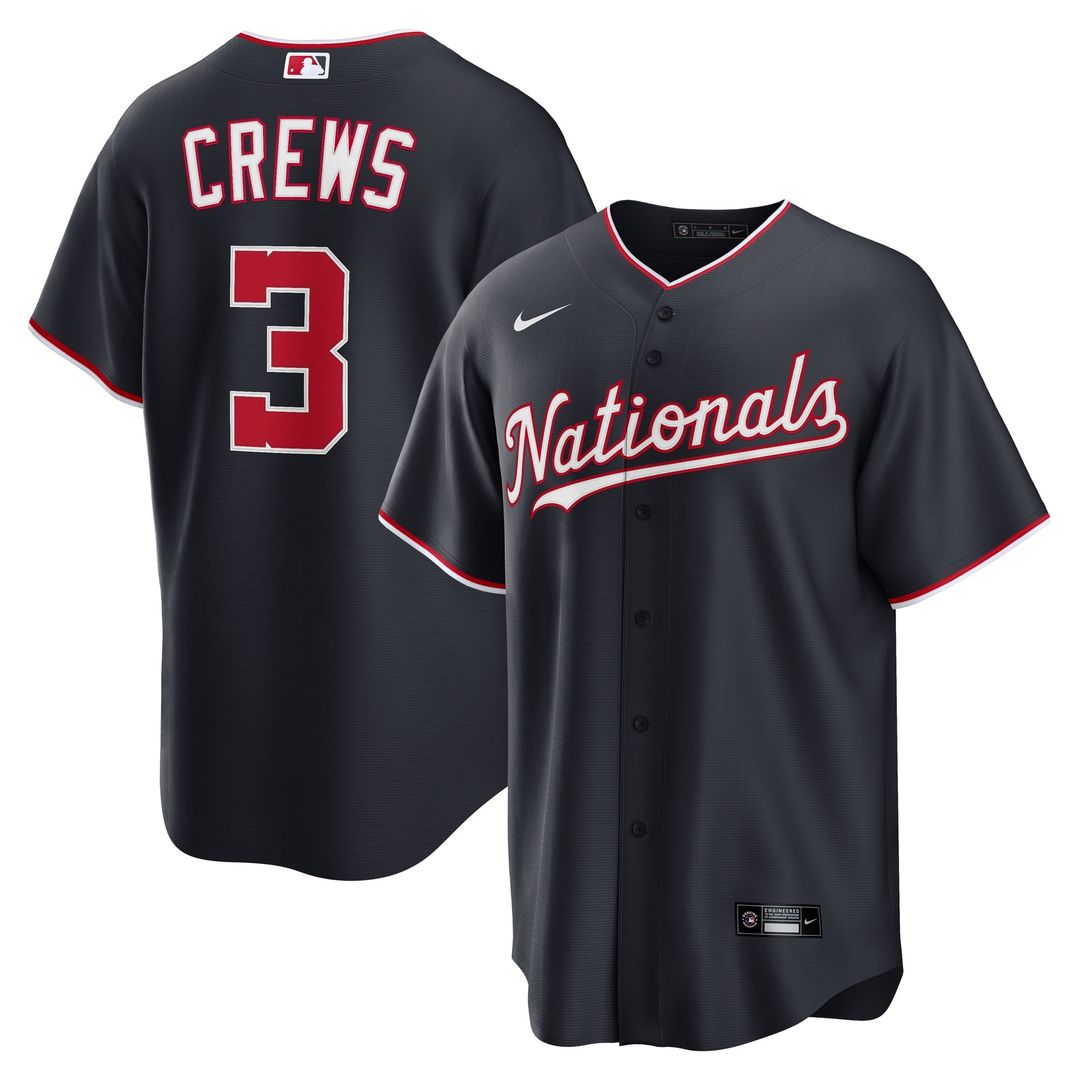 Men's Washington Nationals Dylan Crews Navy Alternate Replica MLB Baseball Jersey - view 1