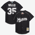 Men's Florida Marlins Dontrelle Willis Black Cooperstown Collection Mesh Batting Practice Button-Up MLB Baseball Jersey - view 1