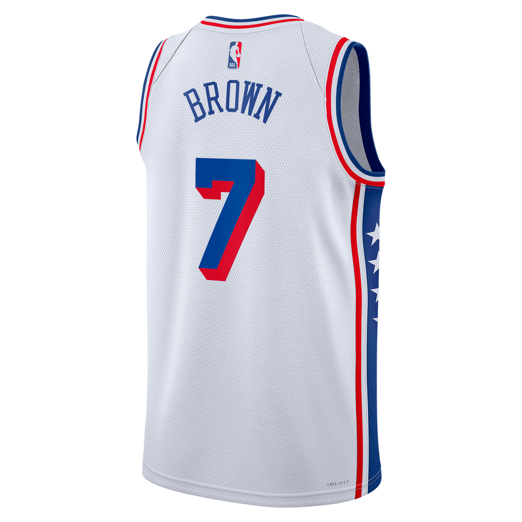 Unisex Jaylen Brown Philadelphia 76ers Association Edition Swingman NBA Basketball Jersey - White - view 4