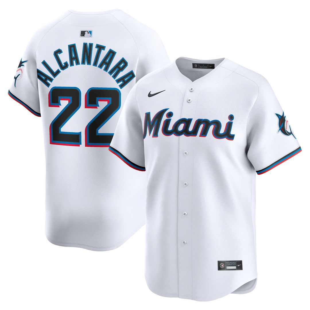 Men's Miami Marlins Sandy Alcantara White Home Limited MLB Baseball Jersey - view 1