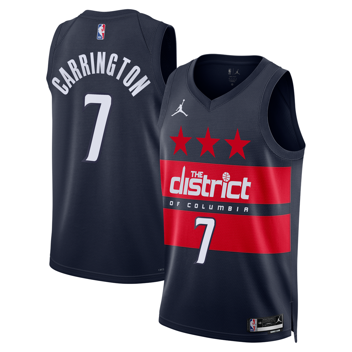 Men's Bub Carrington Washington Wizards Statement Edition Swingman NBA Basketball Jersey - Navy - view 2