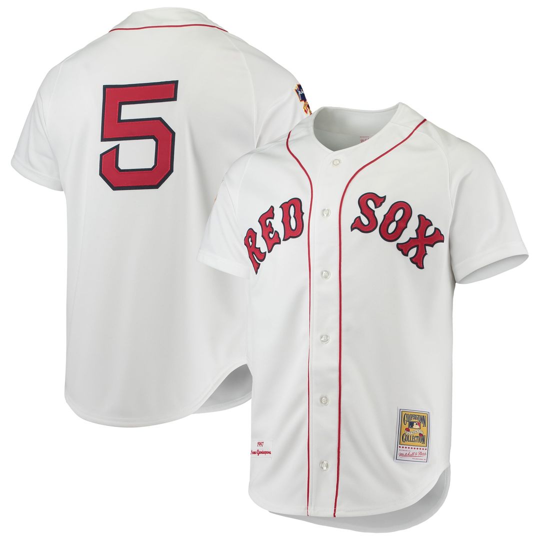 Men's Boston Red Sox Nomar Garciaparra White 1997 Cooperstown Collection MLB Baseball Jersey - view 1