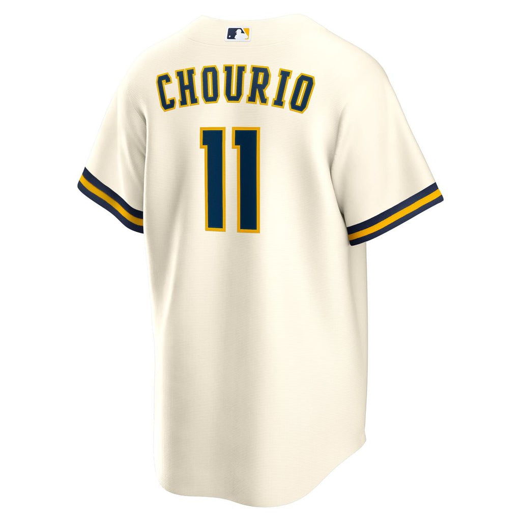 Men's Milwaukee Brewers Jackson Chourio Cream Home Replica MLB Baseball Jersey - view 3
