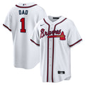 Men's Atlanta Braves White #1 Dad Home Replica MLB Baseball Jersey - view 1
