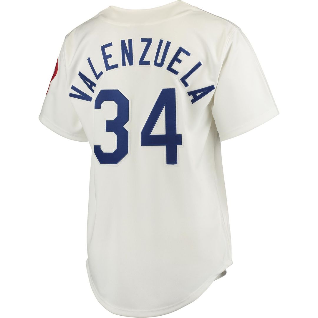 Men's Los Angeles Dodgers Fernando Valenzuela Gray Road 1981 Cooperstown Collection MLB Baseball Jersey - view 9