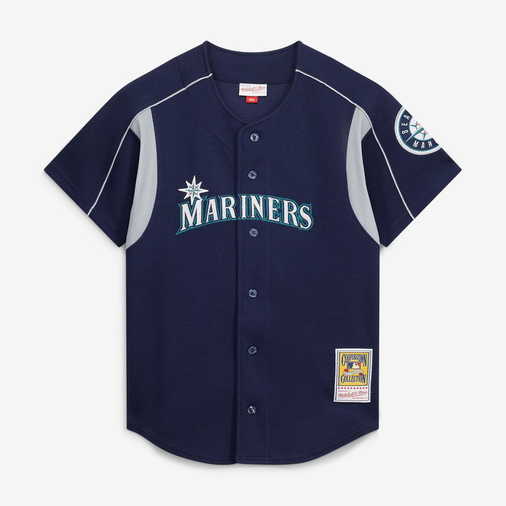 Men's Seattle Mariners Felix Hernandez Navy Cooperstown Collection Batting Practice MLB Baseball Jersey - view 1