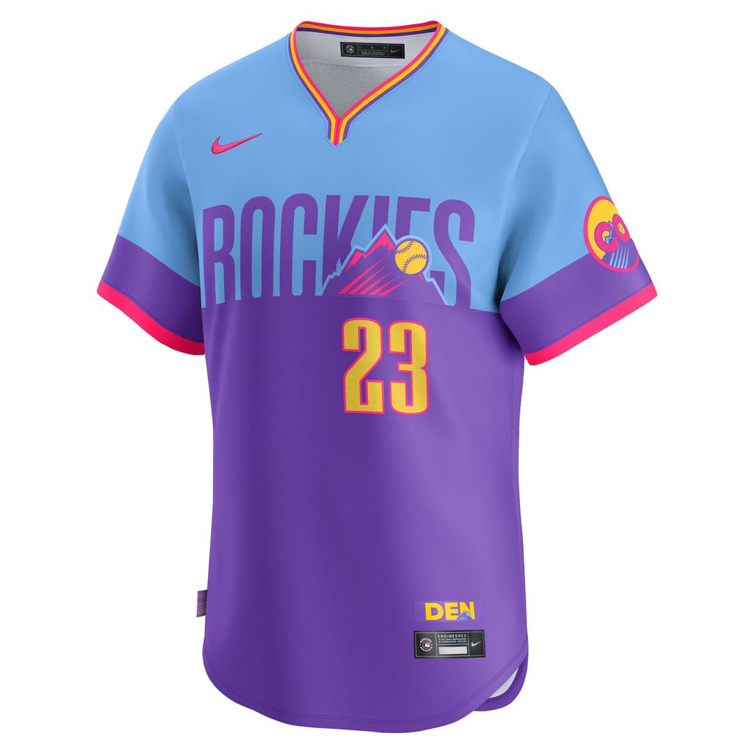 Men's Colorado Rockies Kris Bryant Purple/Light Blue 2025 City Connect Limited MLB Baseball Jersey - view 2
