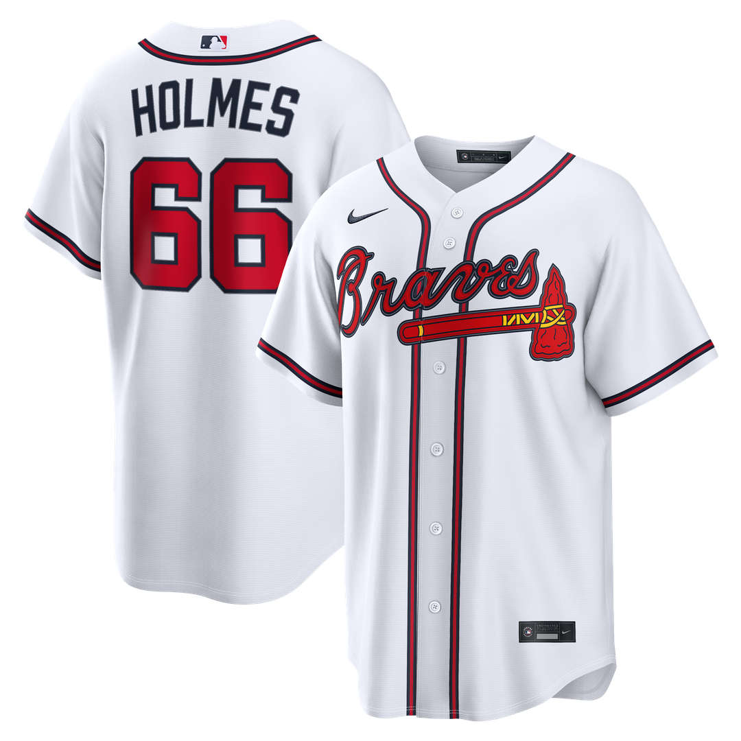 Men's Atlanta Braves Grant Holmes White Home Replica MLB Baseball Jersey - view 1