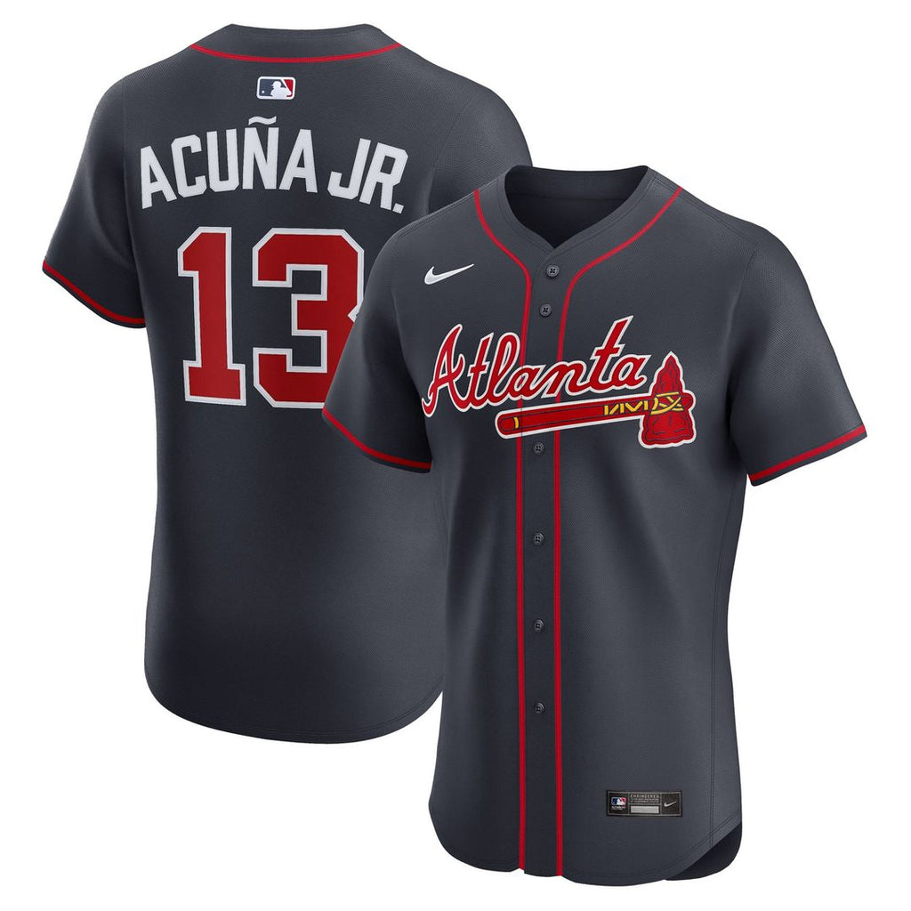 Men's Atlanta Braves Ronald Acuña Jr. Navy Alternate Elite MLB Baseball Jersey - view 1