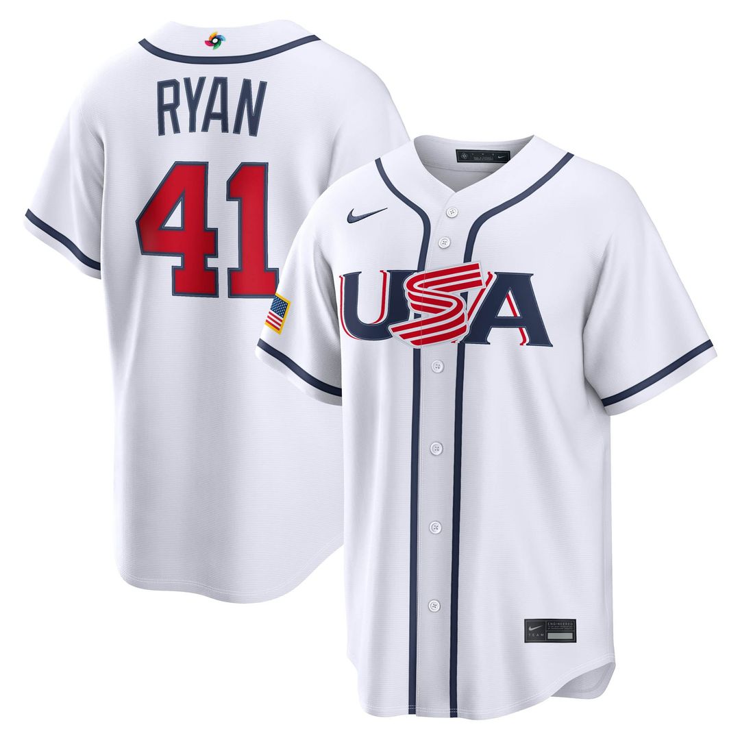 Men's USA Baseball Joe Ryan White 2026 World Baseball Classic Home Stadium MLB Baseball Jersey - view 1