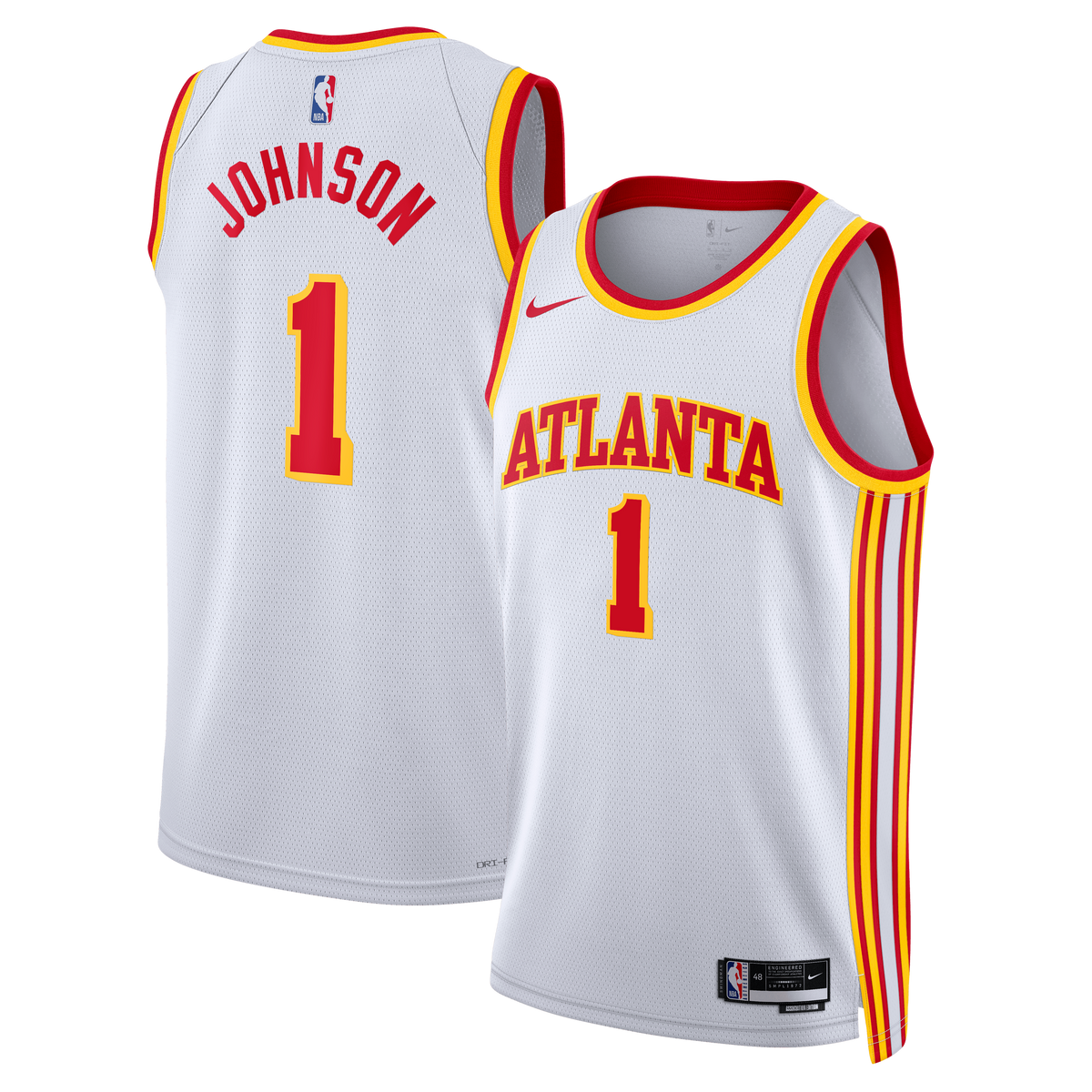 Unisex Jalen Johnson Atlanta Hawks Association Edition Swingman NBA Basketball Jersey - White - view 2