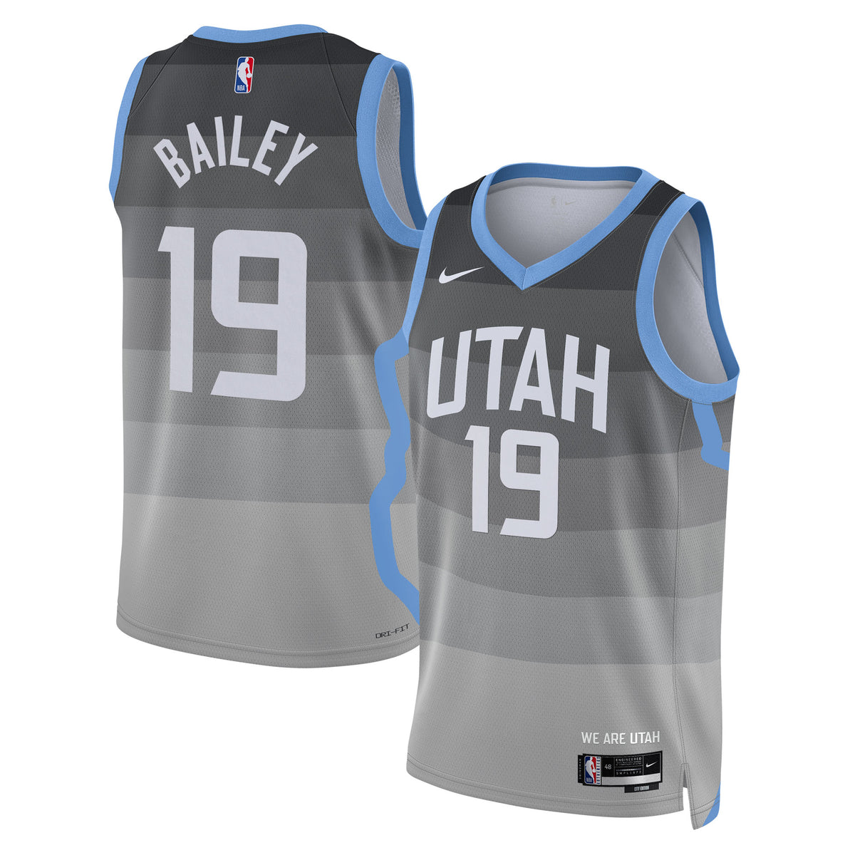Unisex Ace Bailey Utah Jazz 2025/26 City Edition Swingman NBA Basketball Jersey - Gray - view 1