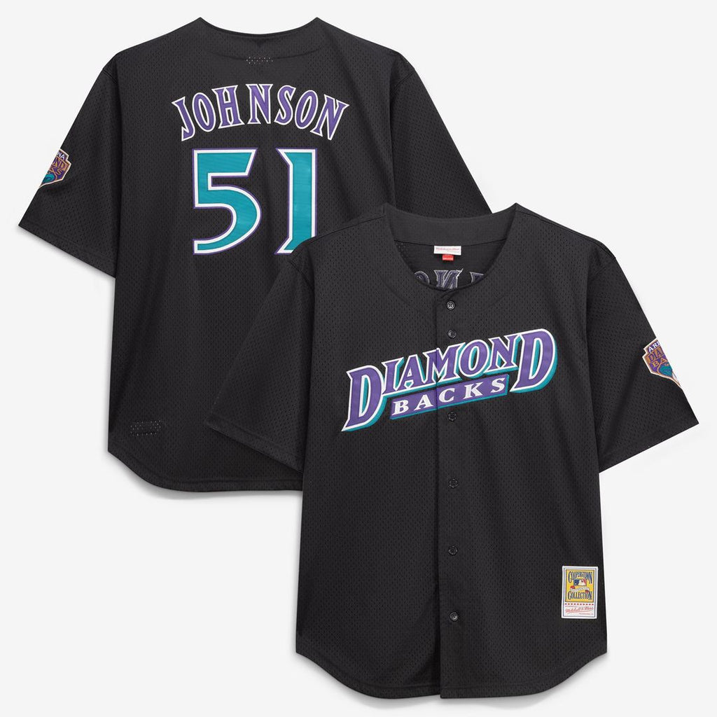 Men's Arizona Diamondbacks Randy Johnson Black Big & Tall Cooperstown Mesh Batting Practice MLB Baseball Jersey - view 1