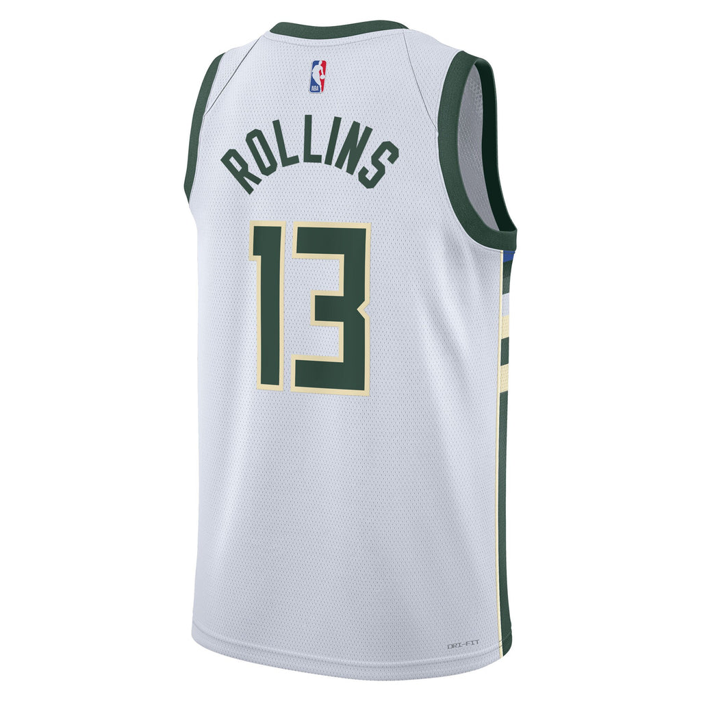 Unisex Ryan Rollins Milwaukee Bucks Association Edition Swingman NBA Basketball Jersey - White - view 4