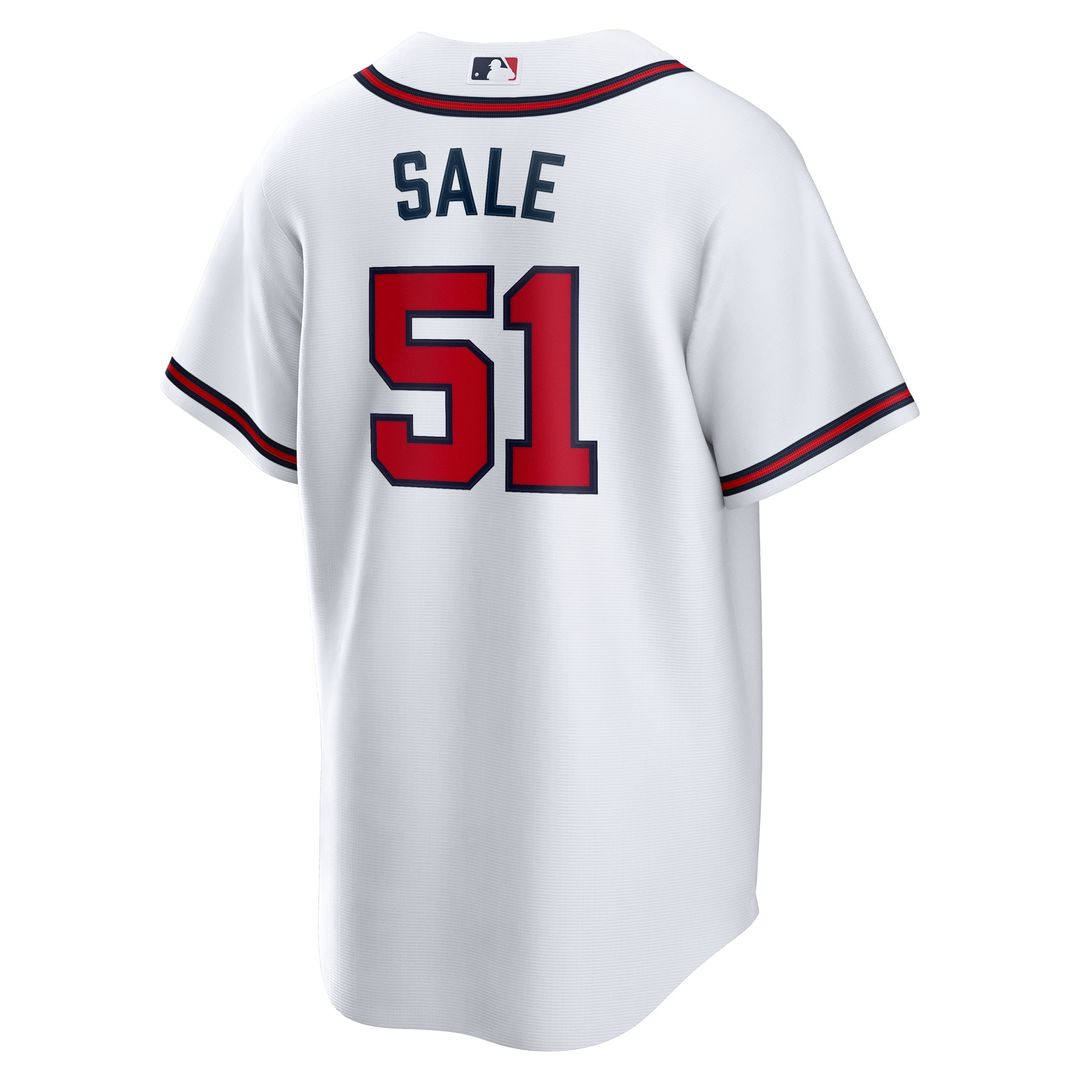 Men's Atlanta Braves Chris Sale White Home Replica MLB Baseball Jersey - view 3