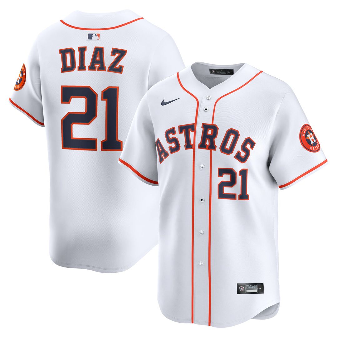Men's Houston Astros Yainer Diaz White Home Limited MLB Baseball Jersey - view 1