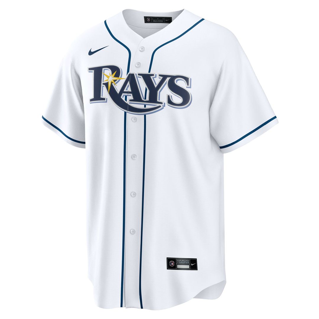 Men's Tampa Bay Rays Junior Caminero White Home Replica MLB Baseball Jersey - view 2