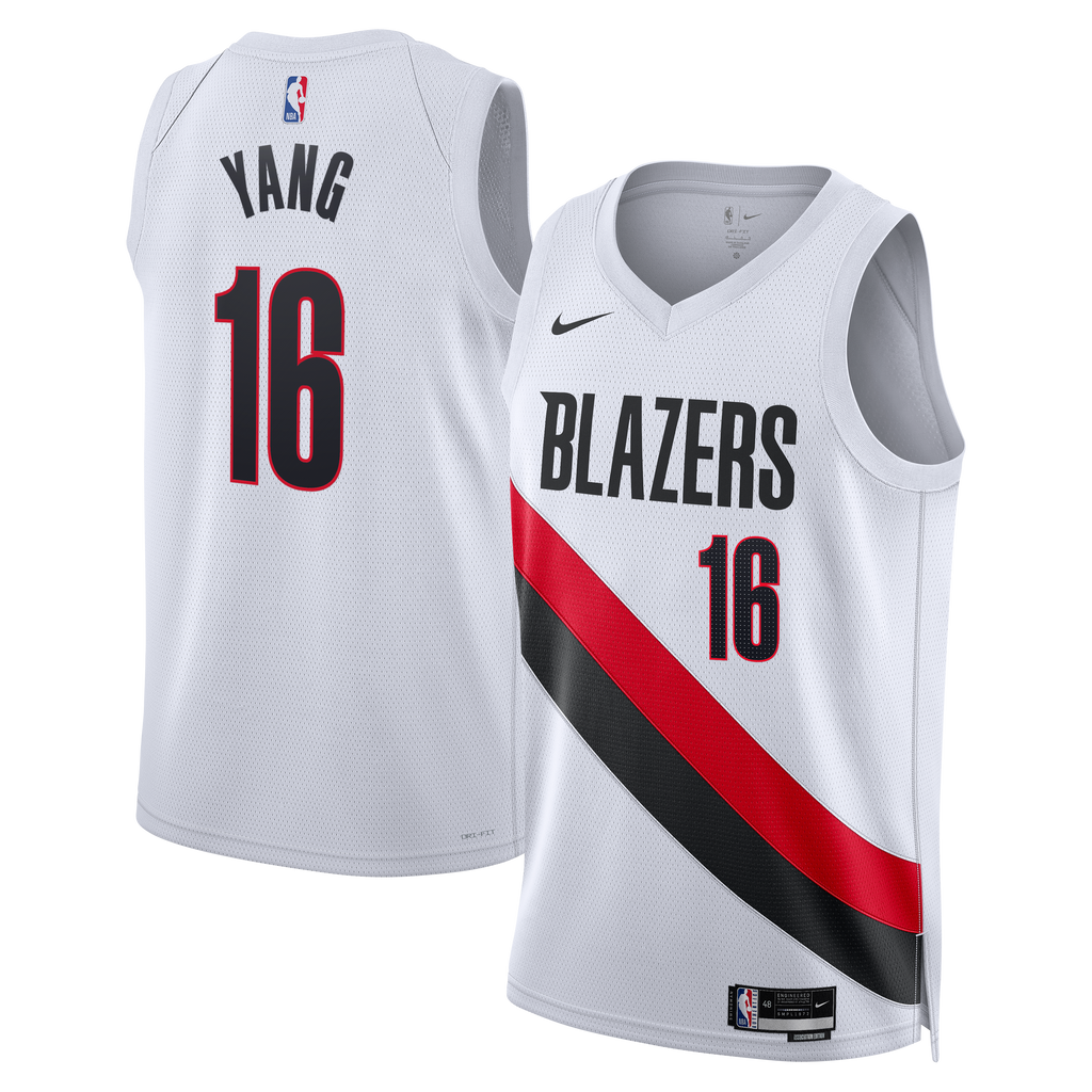 Unisex Yang Hansen Portland Trail Blazers Replica Association Edition Swingman NBA Basketball Jersey - White - view 1