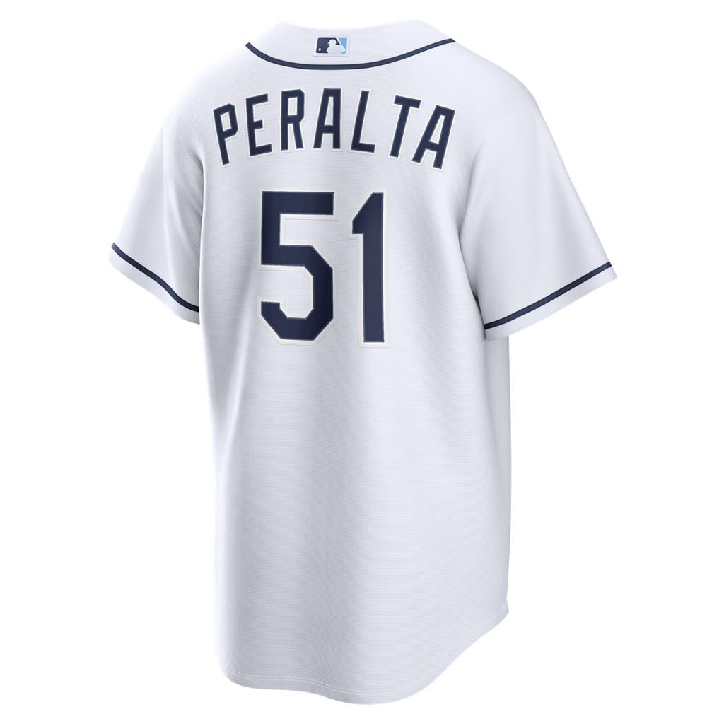 Men's Tampa Bay Rays Freddy Peralta White Home Replica MLB Baseball Jersey - view 3