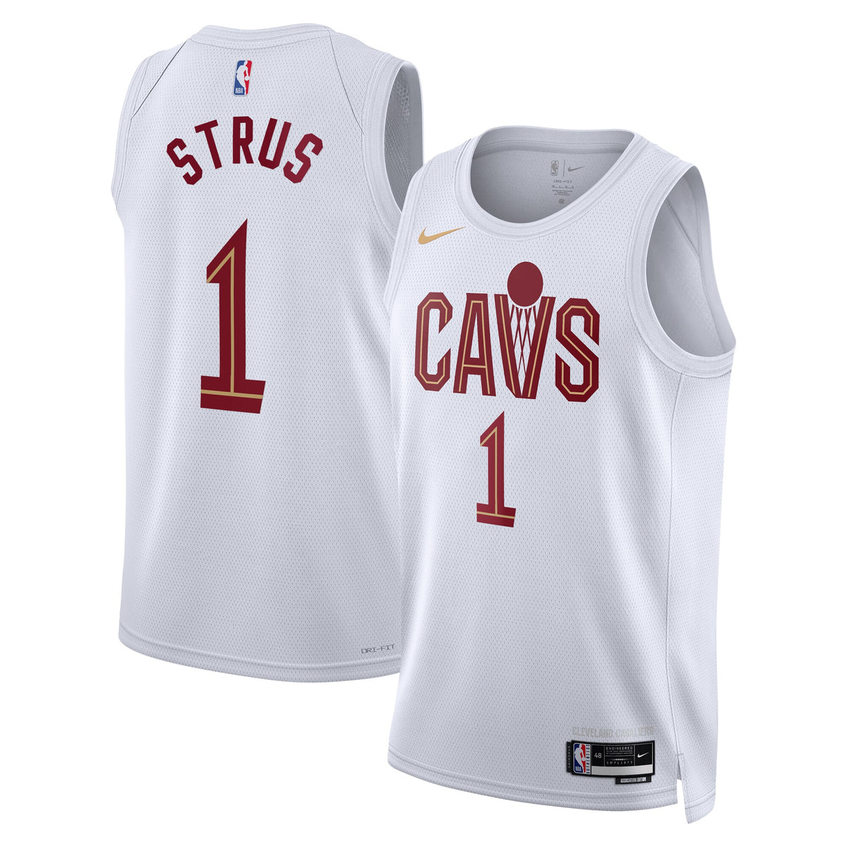 Unisex Max Strus Cleveland Cavaliers Association Edition Swingman NBA Basketball Jersey - White - view 2