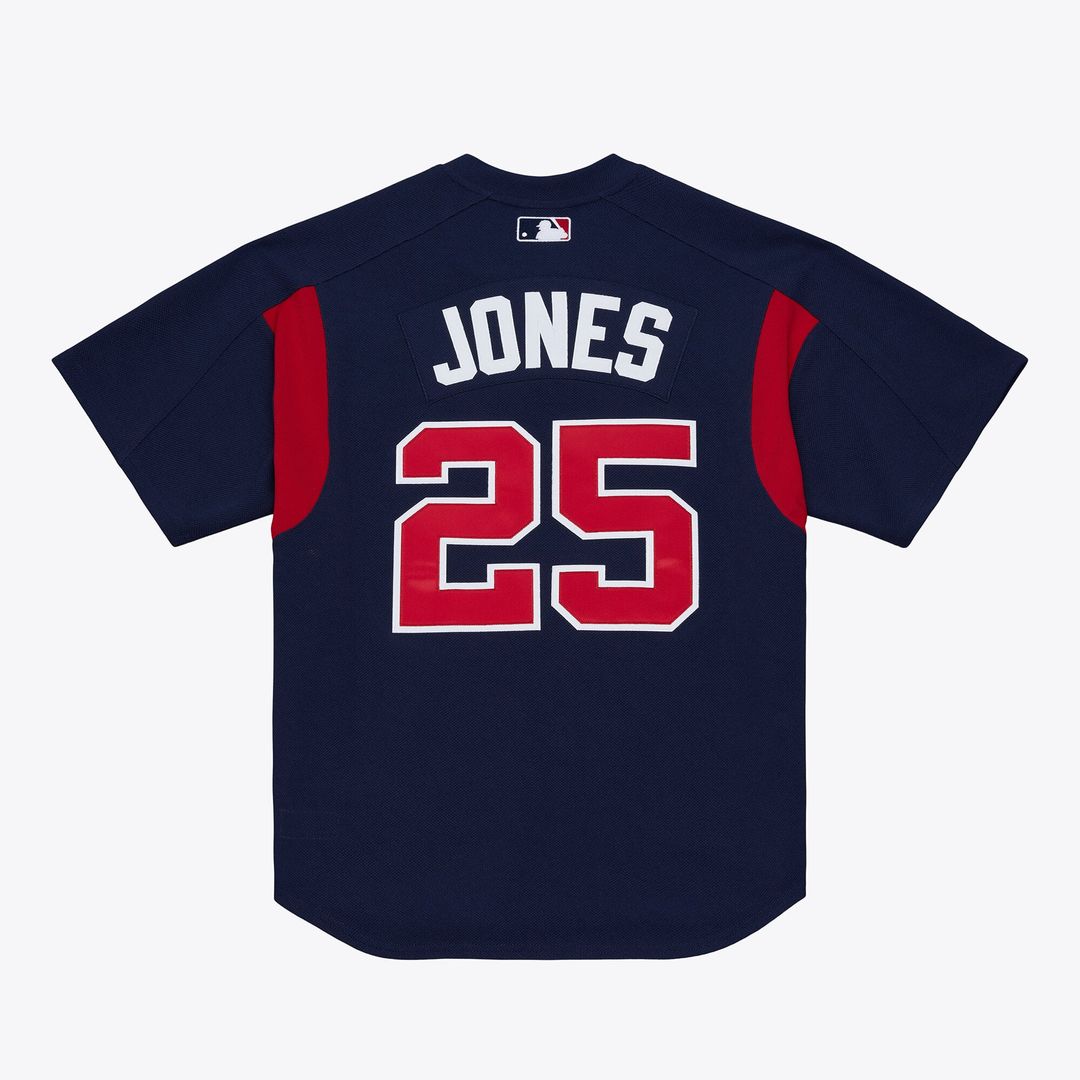 Men's Atlanta Braves Andruw Jones Navy Batting Practice MLB Baseball Jersey - view 2