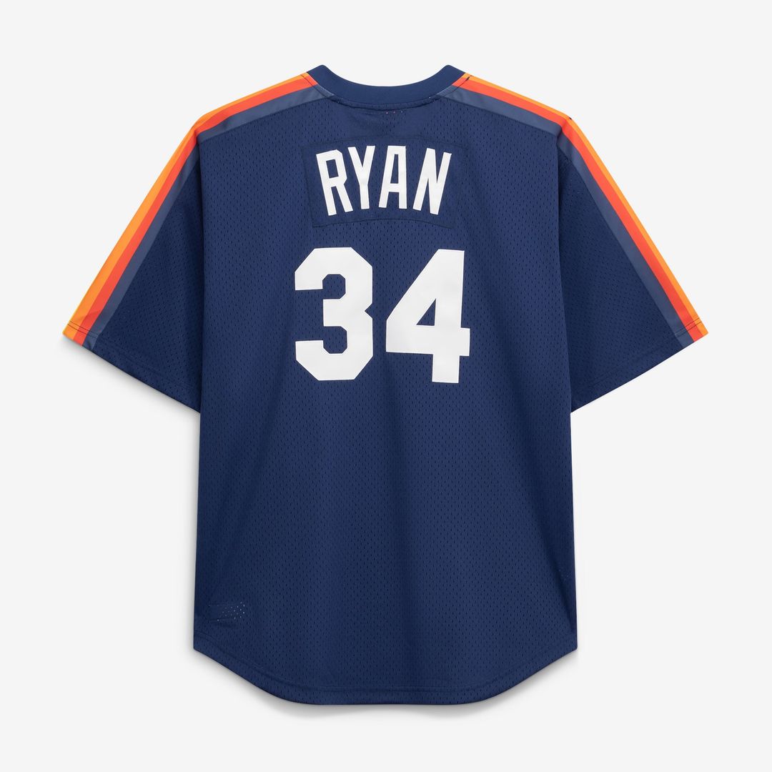 Men's Houston Astros Nolan Ryan Navy Cooperstown Collection Big & Tall Mesh Batting Practice MLB Baseball Jersey - view 3