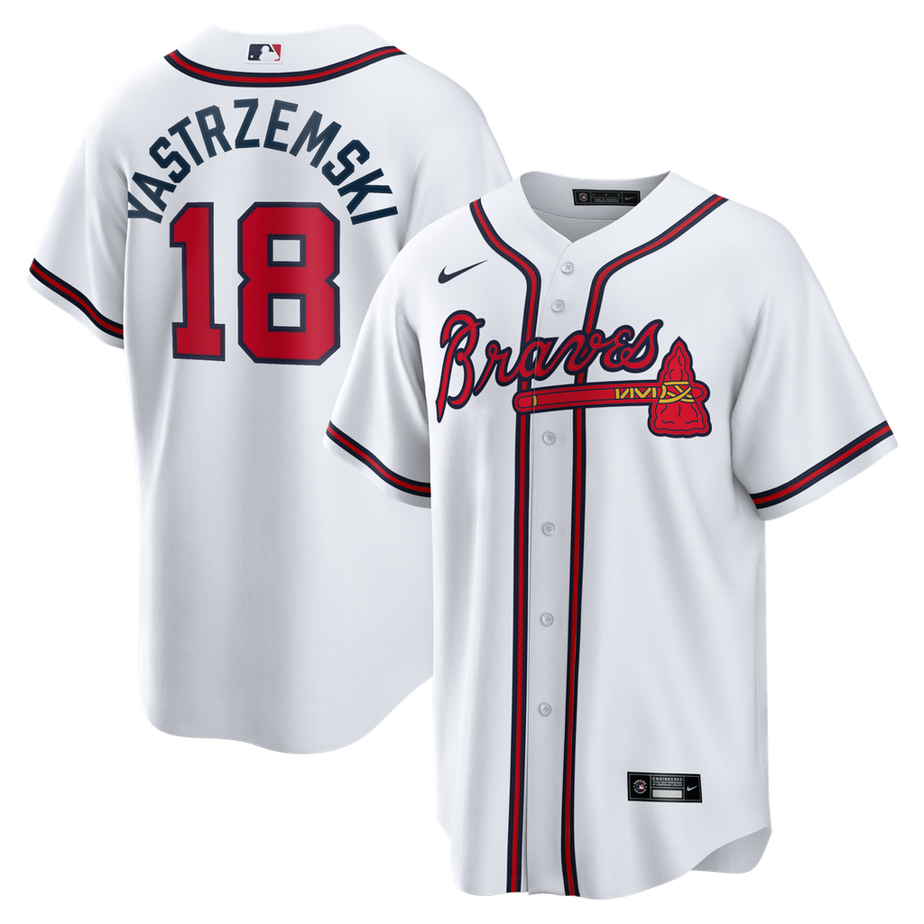 Men's Atlanta Braves Mike Yastrzemski White Replica MLB Baseball Jersey - view 1