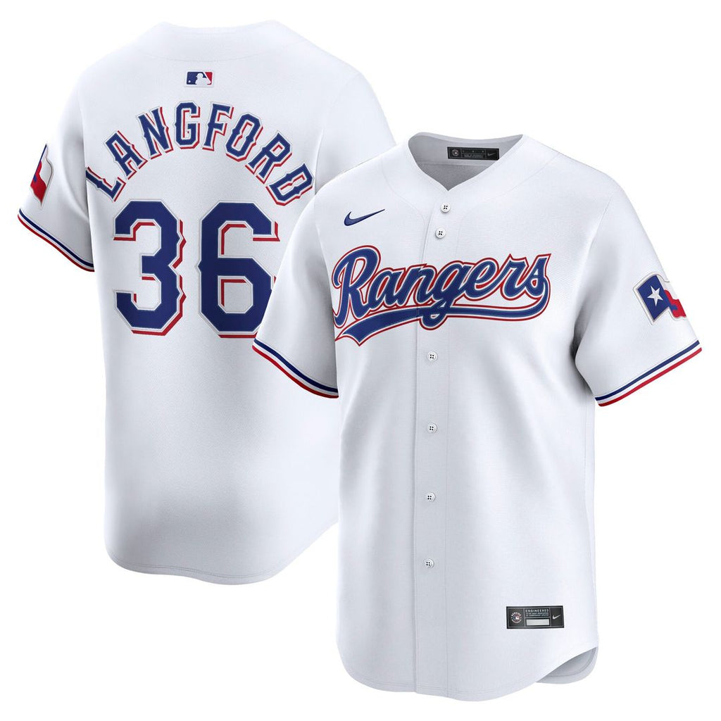 Men's Texas Rangers Wyatt Langford White Home Limited MLB Baseball Jersey - view 1