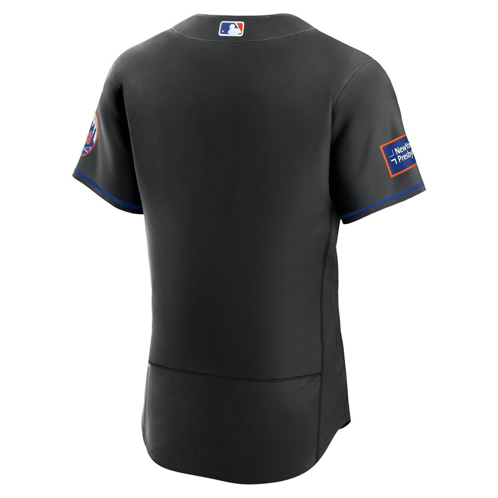 Men's New York Mets Black Alternate Sponsor Patch MLB Baseball Jersey - view 3