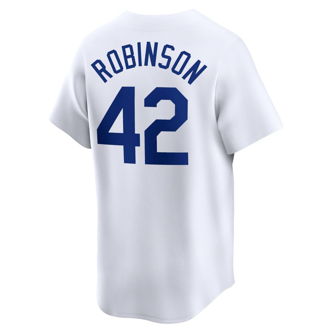 Men's Brooklyn Dodgers Jackie Robinson White Throwback Cooperstown Collection Limited MLB Baseball Jersey - view 3