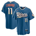 Men's Milwaukee Brewers Jackson Chourio Mineral Blue 2026 City Connect Stadium MLB Baseball Jersey - view 1