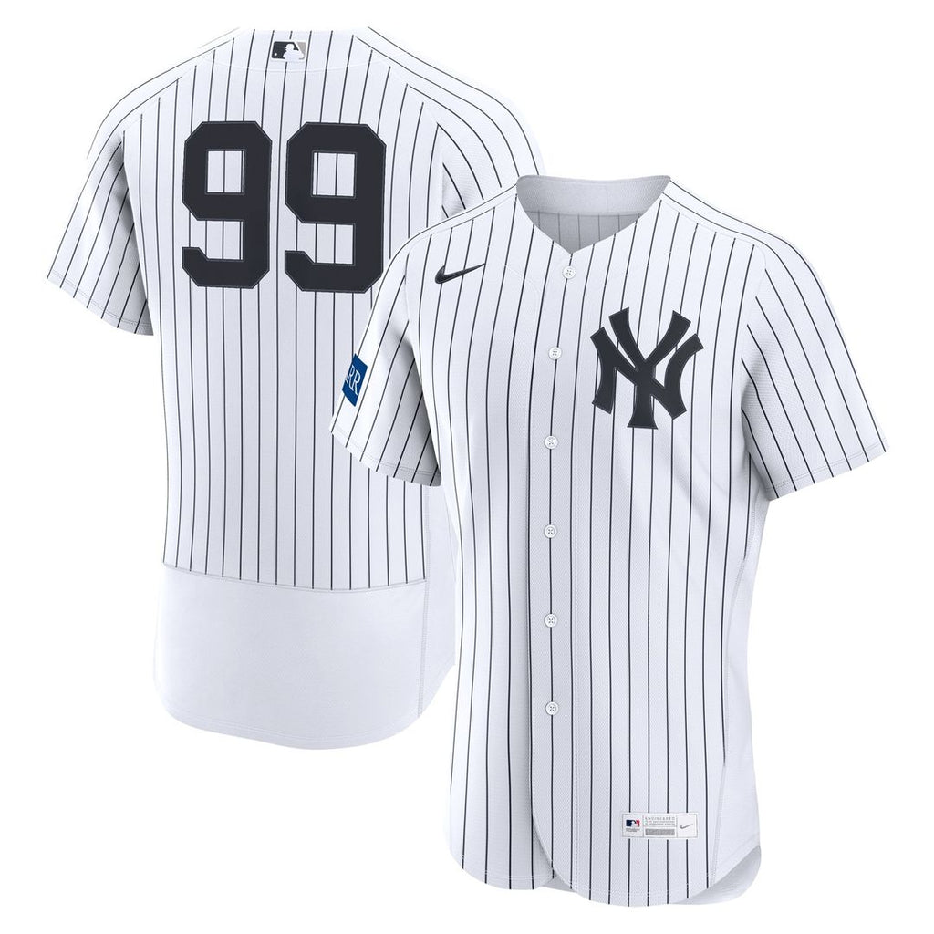 Men's New York Yankees Aaron Judge White Home Sponsor Patch MLB Baseball Jersey - view 4