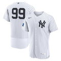 Men's New York Yankees Aaron Judge White Home Sponsor Patch MLB Baseball Jersey - view 4