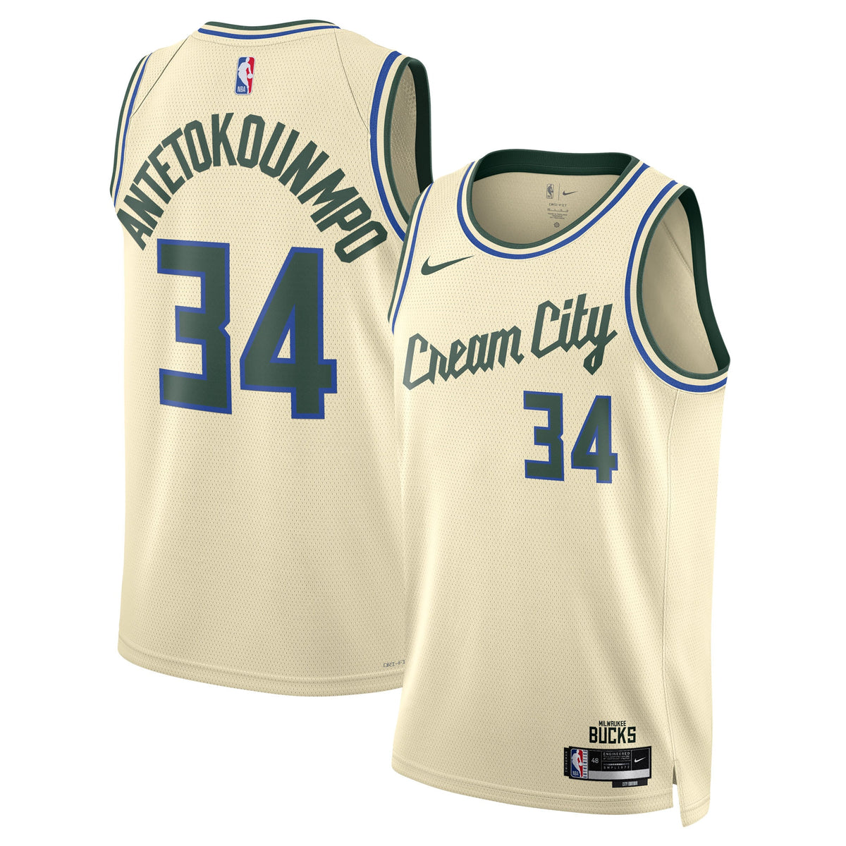 Unisex Giannis Antetokounmpo Milwaukee Bucks 2025/26 City Edition Swingman NBA Basketball Jersey - Cream - view 2
