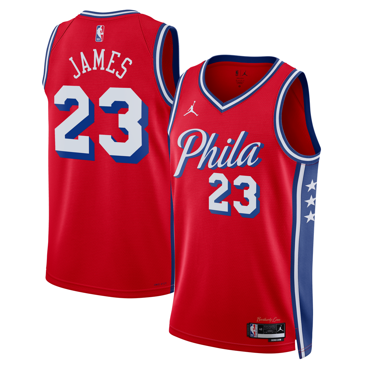 Unisex Lebron James Philadelphia 76ers Statement Edition Swingman NBA Basketball Jersey - Red - view 1
