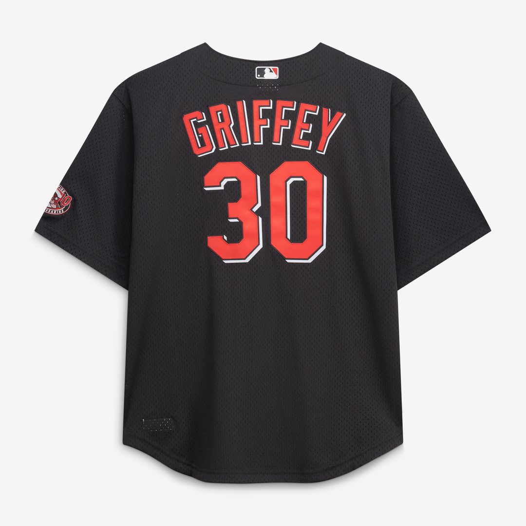 Men's Cincinnati Reds Ken Griffey Jr. Black Big & Tall Cooperstown Mesh Batting Practice MLB Baseball Jersey - view 3