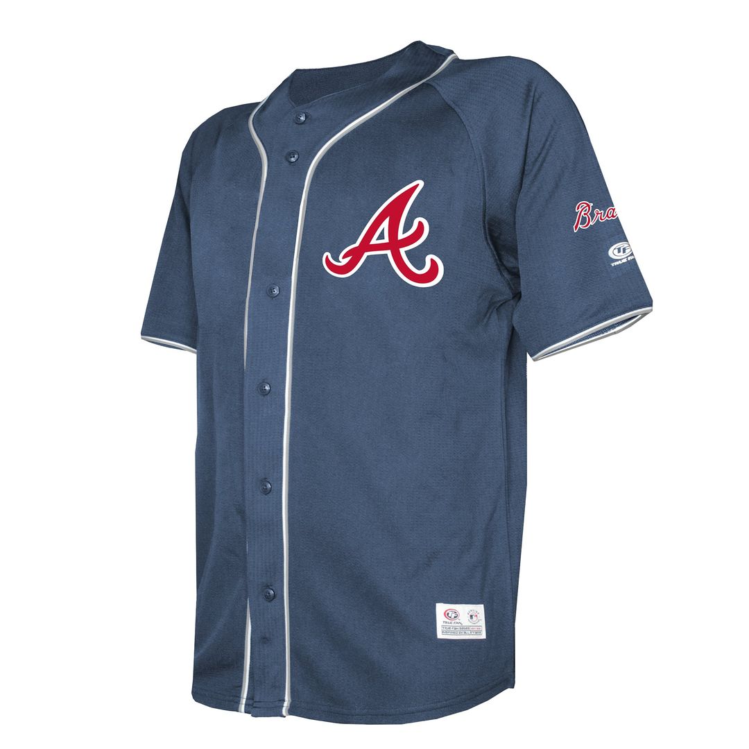 Men's Atlanta Braves Navy Team Color Full-Button Fashion MLB Baseball Jersey - view 2