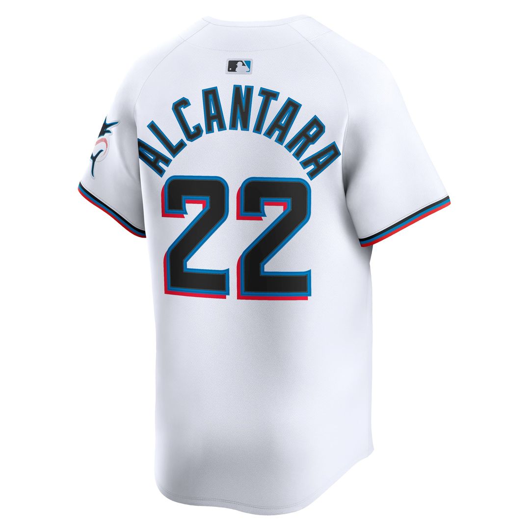 Men's Miami Marlins Sandy Alcantara White Home Limited MLB Baseball Jersey - view 3